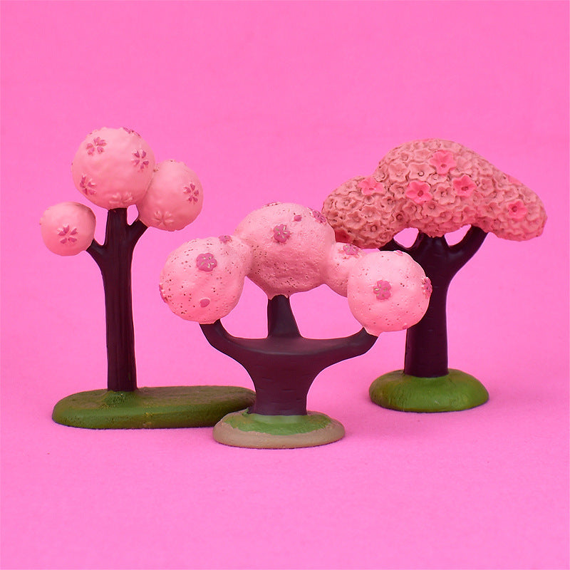 Japanese Style Cherry Blossom Tree Dollhouse Miniature Landscape Decor Resin Ornament