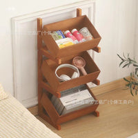 Solid Wood Multi-tier Storage Shelf for Living Room Kitchen Pantry