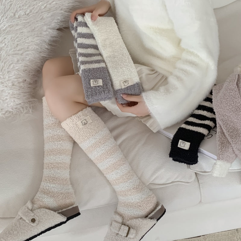 Coral Fleece Thickened Warm Mid-Calf Socks for Autumn/Winter
