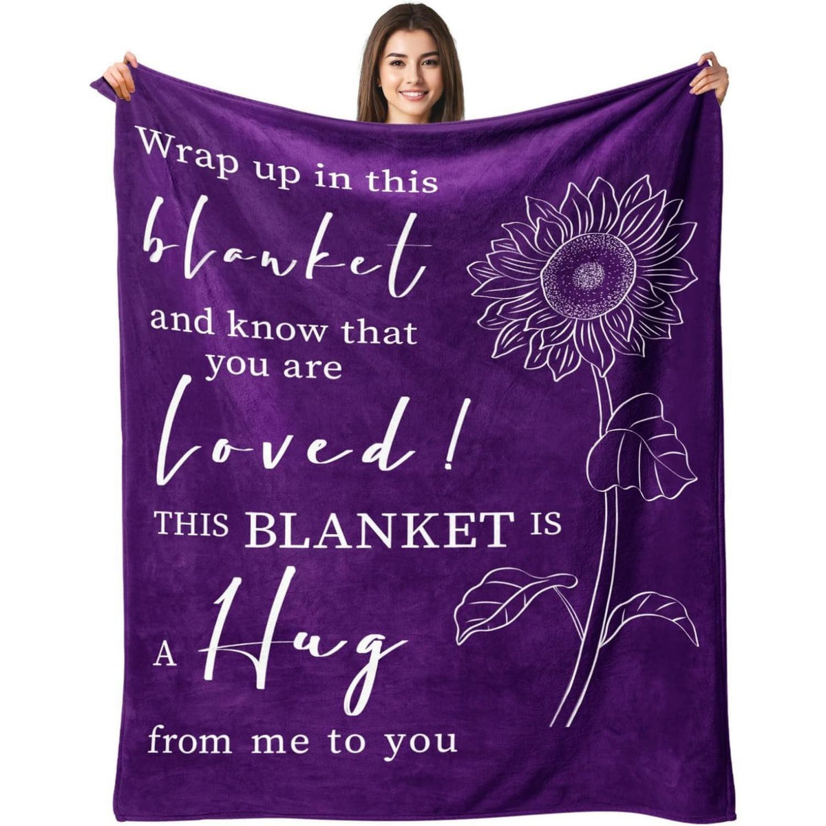 Post-Surgery Recovery Sunflower Fleece Blanket, Purple, 50x60 Inches