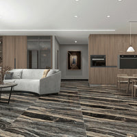 Luxury Dark Patterned Porcelain Floor and Wall Tile for Villas and Commercial Spaces