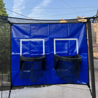 Outdoor Waterproof Sunscreen Kids Trampoline Basketball Hoop Set with Double Frame Basketball Toy