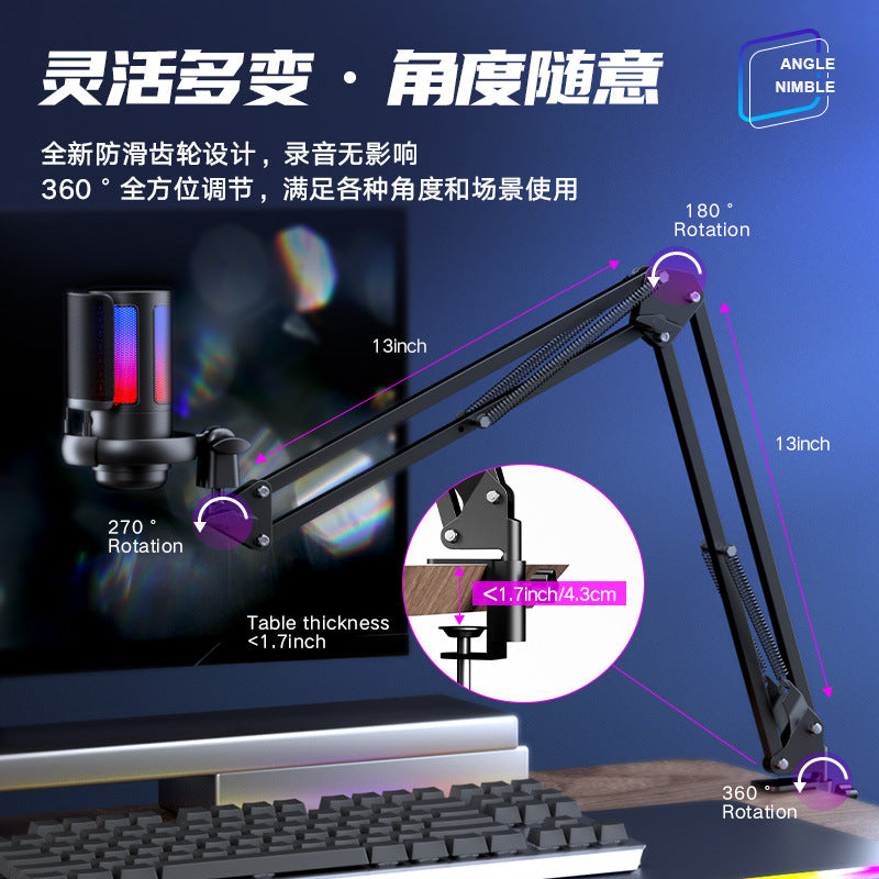 USB Condenser Microphone with RGB Lighting for Gaming, Streaming, and Recording