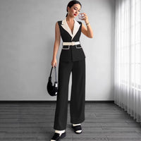 Women's Strapless Vest & Wide-Leg Pants Set Elegant European Style
