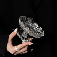 Elegant Embossed Glass Pedestal Fruit Bowl for Candy, Snacks, and Desserts