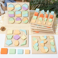 Geometric Shape Puzzle Wooden Montessori Educational Toy for Kids
