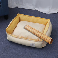 All-Season Crystal Velvet Pet Bed with Cooling Mat for Dogs and Cats