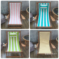 2026 New Solid Wood Folding Beach Chair with Cup Holder, Oxford Canvas Recliner for Outdoor Lounging