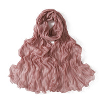 Malaysian Spring/Summer Crinkled Shimmer Chiffon Scarf with Ruffled Edge, Solid Color Breathable Headscarf