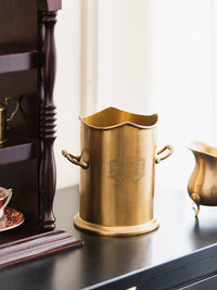 Handcrafted Brass Ice Bucket with Handles for Wine, Champagne, and Beer - Ideal for Home, Hotel, and Restaurant Use