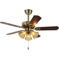 Vintage Ceiling Fan with Lights, Wood/Iron Blades, Remote Control, for Living Room Bedroom Dining Room