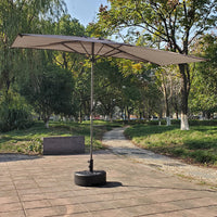 Half Patio Umbrella Outdoor Wall-Mounted Sunshade with Adjustable Height for Balcony Garden