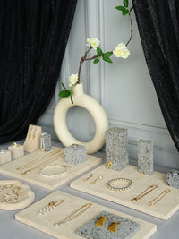 Jewelry Display Tray Velvet Fabric Stone Props for Retail Store and Photography