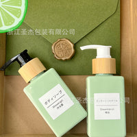 100ml Flat Square PET Lotion Dispenser Bottle with Bamboo Pump for Skincare and Hand Sanitizer