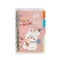 Cartoon Rabbit Loose-Leaf Notebook with Stickers, PVC Cover, Cute Journal for Students and Office
