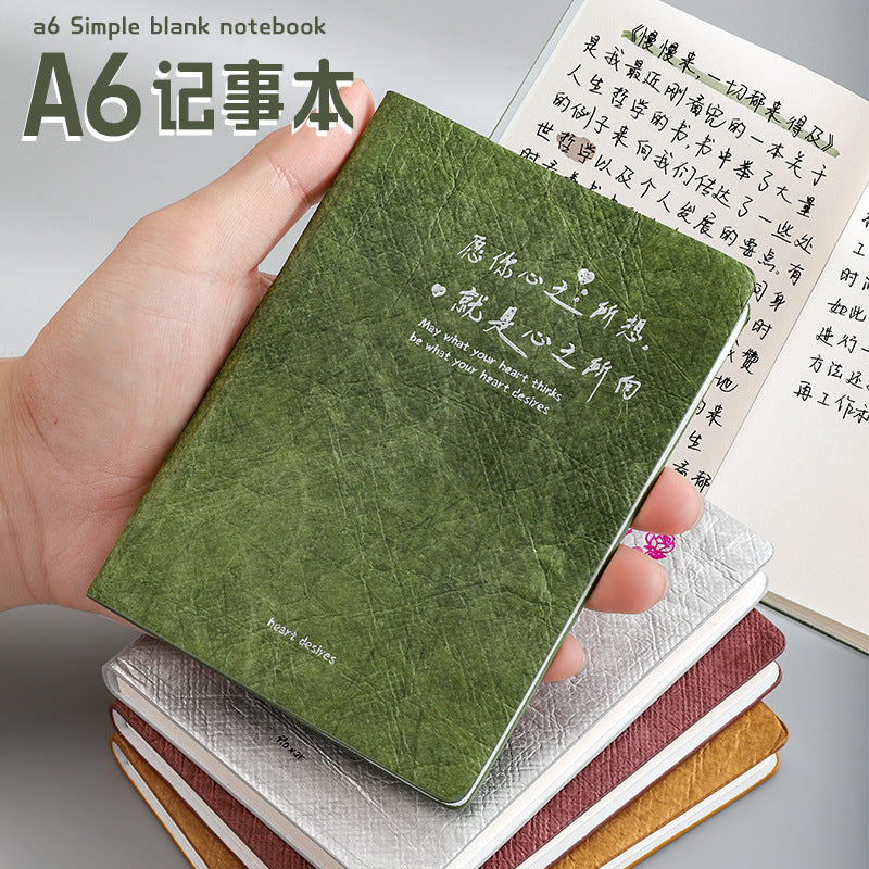 A6 DuPont Paper Wrinkled Leatherette Notebook with Gold Stamping