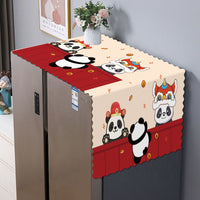 Nordic Style Printed Refrigerator Top Cover Cloth Dust-proof Microwave Oven Cover Towel Universal for Double and Single Door Fridges