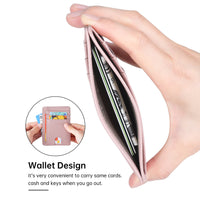 Compact PU Leather Card Holder Wallet for Women, Multi-Card Slots, Anti-Demagnetization