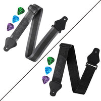 Acoustic Folk Guitar Strap with Pick Holder, Bass Electric Guitar Woven Nylon Strap