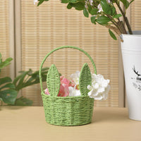 Hand-Woven Paper Rope Bunny Ear Flower Basket for Floral Arrangements and Gifts