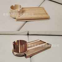 Wooden Sofa Caddy Tray for Couch Gap Storage, Remote Control Holder and Cup Holder