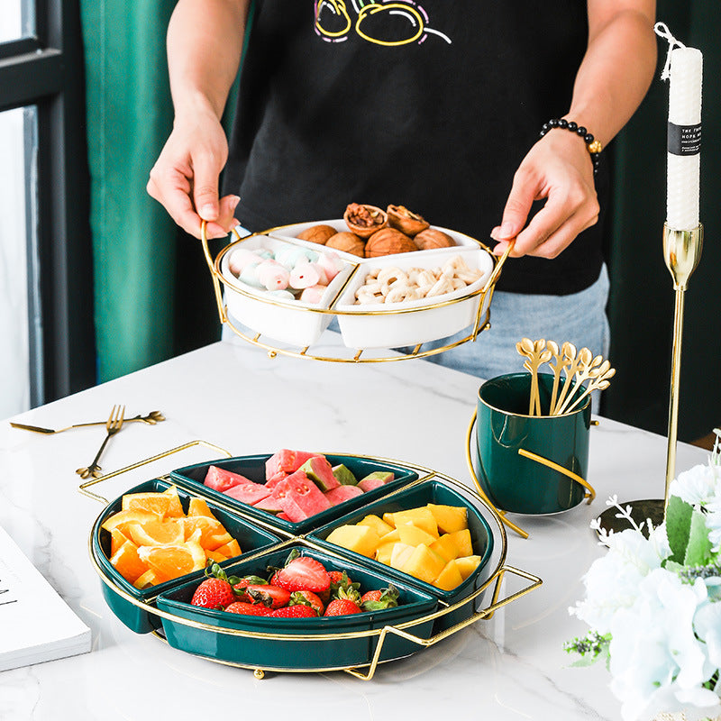 Nordic Ceramic Divided Serving Platter for Snacks and Fruits