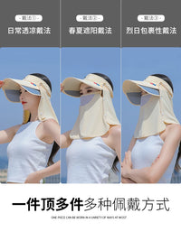 Women's Summer UV Protection Sun Visor Hat with Wide Brim and Face Shield for Cycling