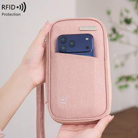 RFID Blocking Neck Pouch Passport Holder Travel Wallet for Men and Women