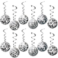 Disco Ball Hanging Swirls and Banner for Party Decorations