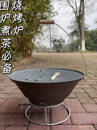 Cast Iron Charcoal BBQ Grill for Outdoor Home Use with Complete Tool Set