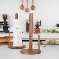 Acacia Wood Kitchen Paper Towel Holder Stand for Countertop or Table