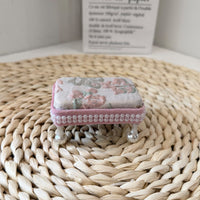 1:12 Dollhouse Miniature Living Room Furniture Set - Pink Floral Sofa, Coffee Table, and Lamp