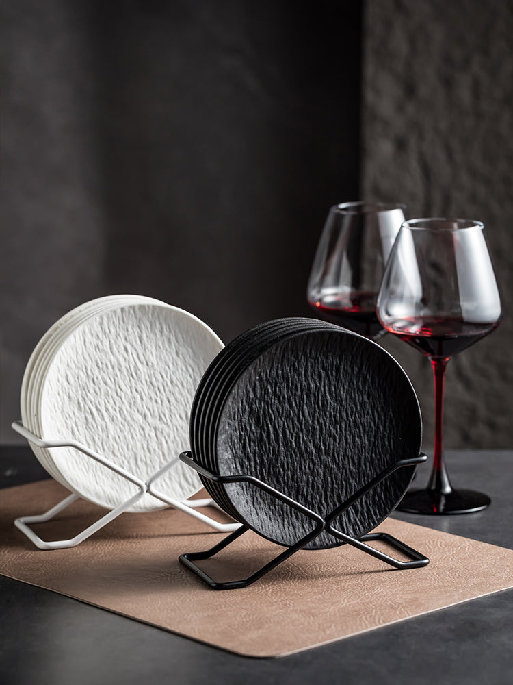 Ceramic Bone Dish Set - 6-inch Stone Pattern Snack Plates for Home Use