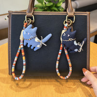 Handmade Fabric Cat Keychain Charm for Bags and Gifts