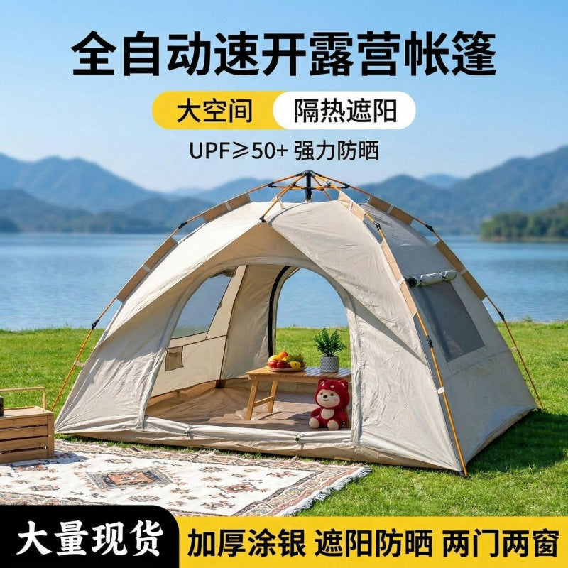 Automatic Pop-Up Camping Tent for 3-4 People, Waterproof, Windproof, UV Protection, Portable