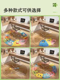 Dopamine Round PVC Floor Mat for Kids' Study Area, Waterproof & Oil-Proof Chair Mat
