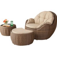 Outdoor Patio Wicker Bistro Set with Coffee Table and Ottoman, PE Rattan Garden Furniture