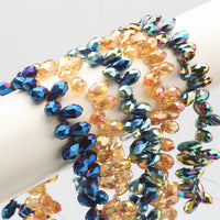 Iridescent Teardrop Crystal Glass Beads for DIY Jewelry Making, 8x13mm