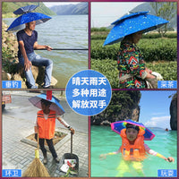 95cm Double-Layer Folding Head-Mounted Umbrella Hat for Outdoor Sun Protection Fishing and Tea Picking