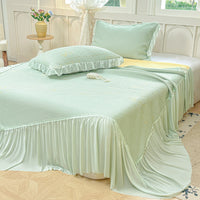 Summer Jacquard Ice Silk Cooling Mat Bed Skirt Set for Air-Conditioned Rooms