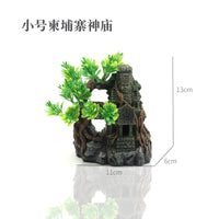 Aquarium Resin Temple Cave Decoration for Fish Tank and Reptile Terrarium