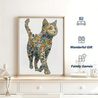 Irregular Cat Group Wooden Jigsaw Puzzle for Adults, High Difficulty Stress Relief Creative Gift