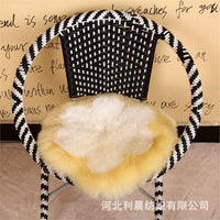 Sheepskin Round Plush Seat Cushion for Home and Office
