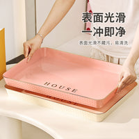 Rectangular Plastic Serving Tray for Teacups and Drink Glasses, Home Living Room Desktop Organizer