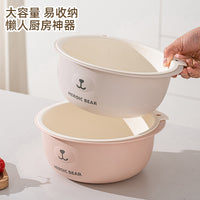 Double-Layer Kitchen Colander Bowl Set for Washing and Draining Vegetables, Thickened Material