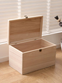 Thickened Solid Wood Storage Chest with Lock, Large Capacity Vintage Moisture-Proof Organizer for Clothes and Toys
