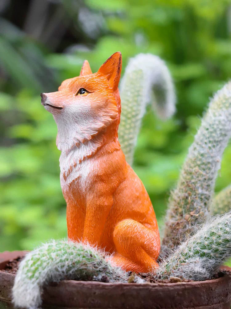 Nine-Tailed Fox Figurine for Garden & Micro Landscape Decor, Succulent Pot Ornament