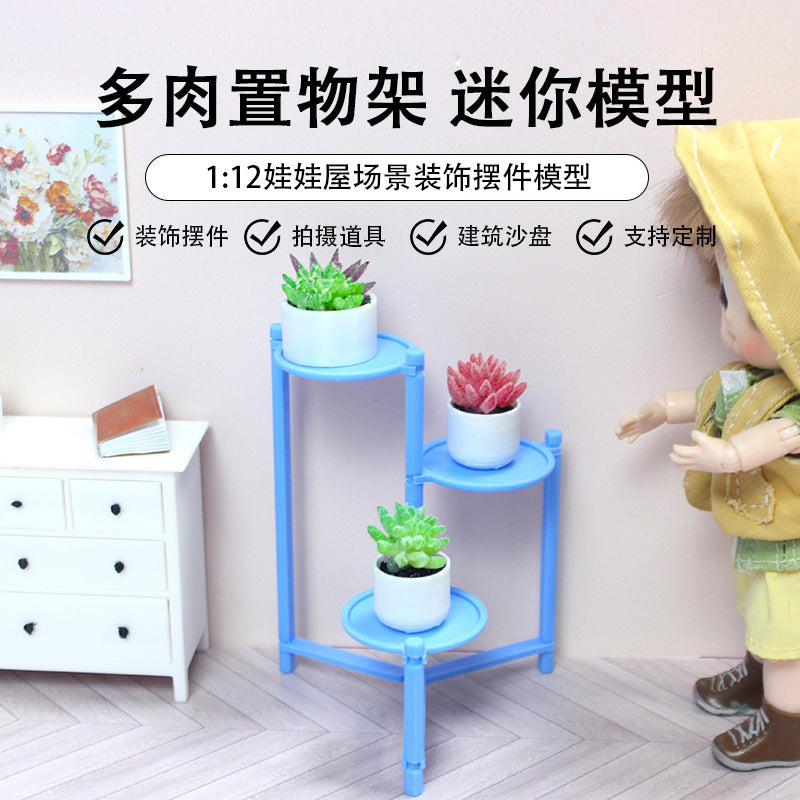 Miniature Dollhouse Flower Rack Shelf for Succulents and Dollhouse Decor