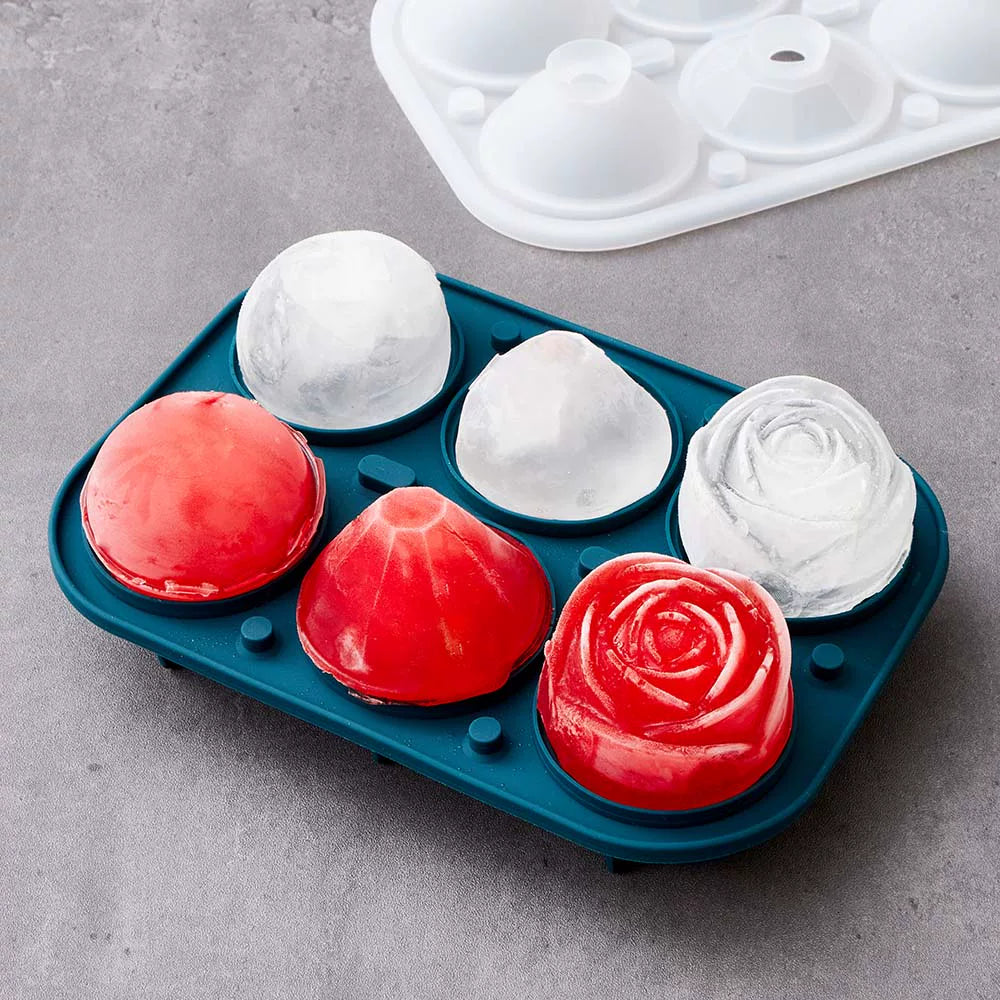 Rose Ice Ball Mold Whiskey Large Ice Cube Maker Food Grade Silicone Ice Tray Ice Box