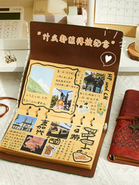 A6 Refillable Travel Journal Planner with Zipper Pouch and Pen, Creative Diary Notebook for Gifts
